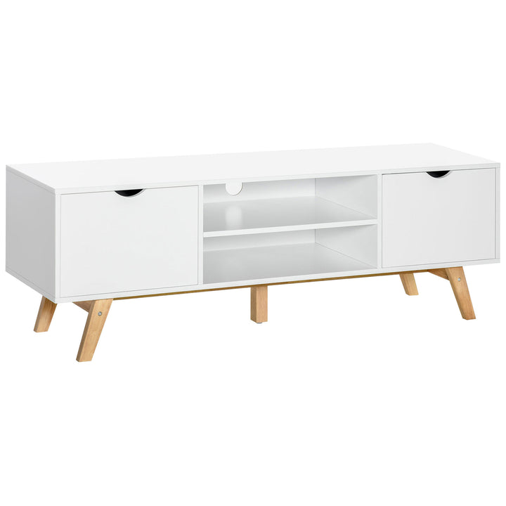 HOMCOM Particle Board 4-Compartment Media Unit White | Aosom UK