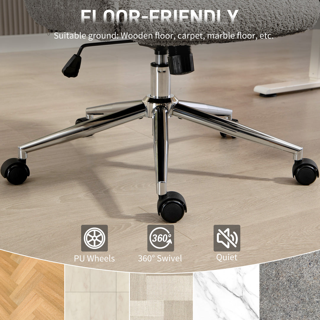 Office Chair with Adjustable Headrest, Spring Pack, Curved Line, Boucle Fabric - Pale