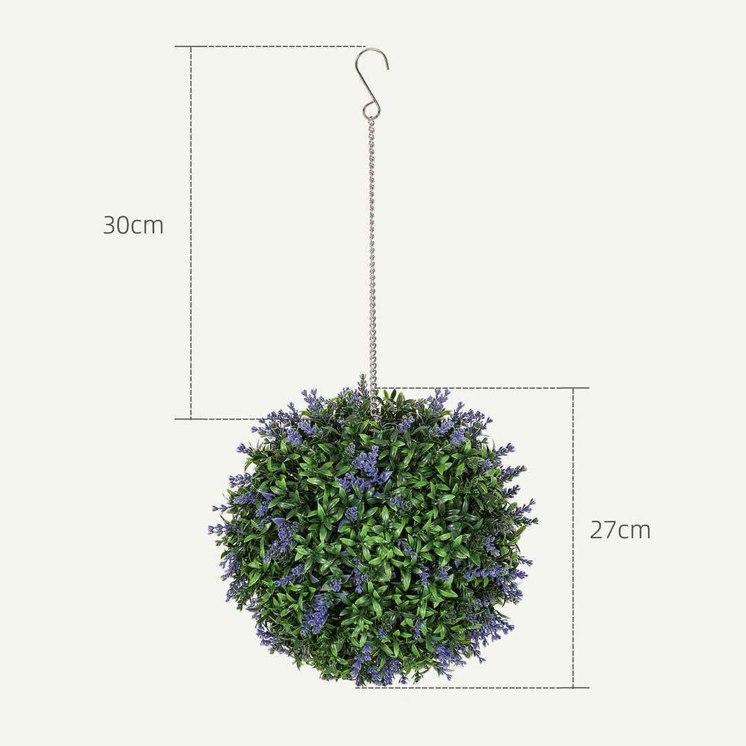 Set of 2 Artificial Plant Topiary Balls, UV-protected Fake Decorative Plants, Faux Plants for Home Indoor Outdoor Decor, 27cm, Purple