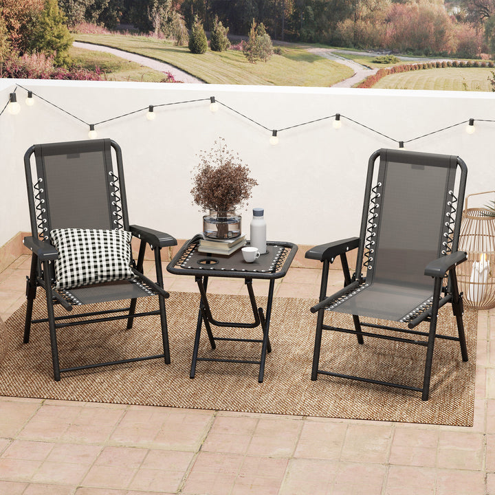 Three-Piece Garden Table and Chair Set - Black