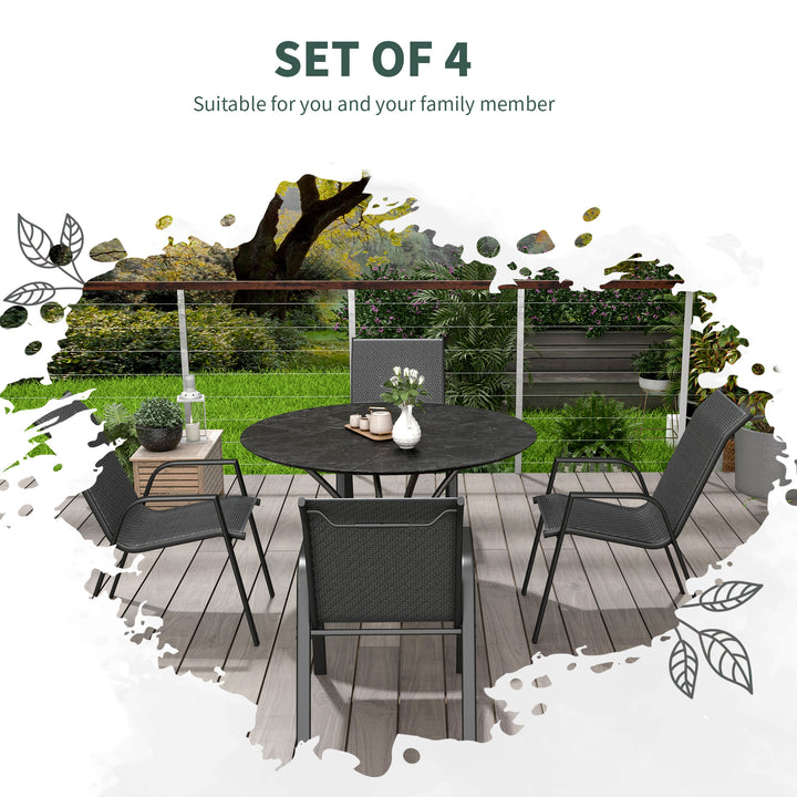 Four-Piece Stacking Rattan Garden Seat Set - Grey