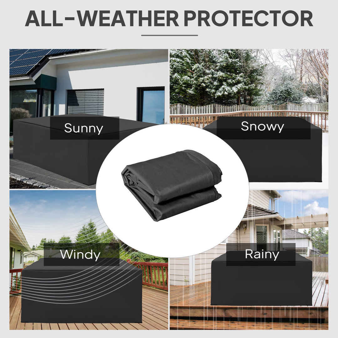 600D Oxford Outdoor Garden Furniture Sofa Set Cover, Waterproof Anti-UV Rattan Sun Lounger Protection Protector Cover, 275L x 205W x 90Hcm, Black