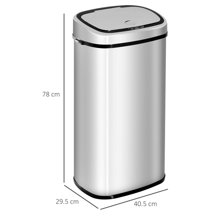 HOMCOM 68L Automatic Sensor Lid Steel Kitchen Bin Silver | Aosom UK