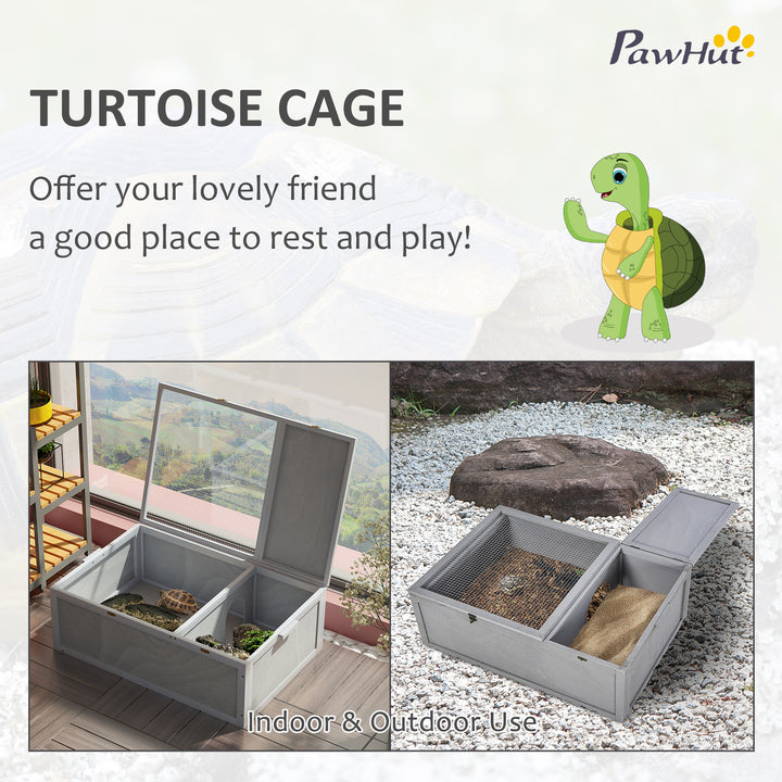 MCL 94 cm Wooden Tortoise House Turtle Habitat Small Reptile Cage Enclosure with Two Room Grey