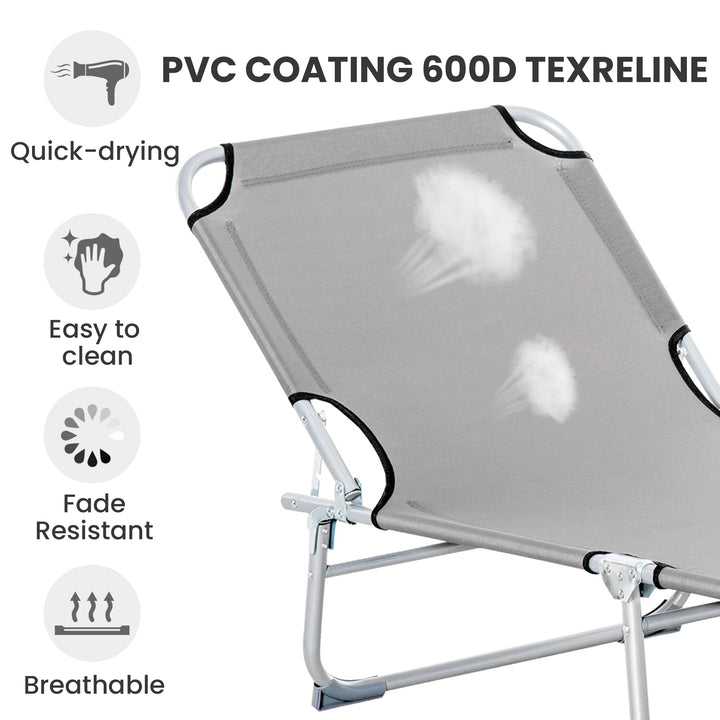Reclining Sun Lounger Chair Folding Camping Bed with 4-Position Adjust