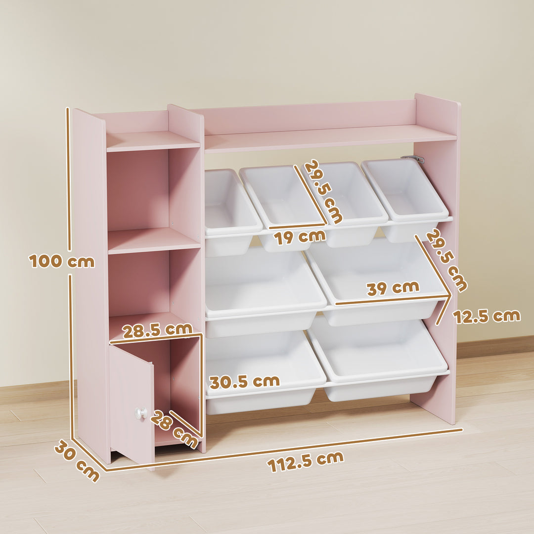 MCL Toy Storage Unit with 8 Removable Bins, Storage Shelves, Cabinet, Pink