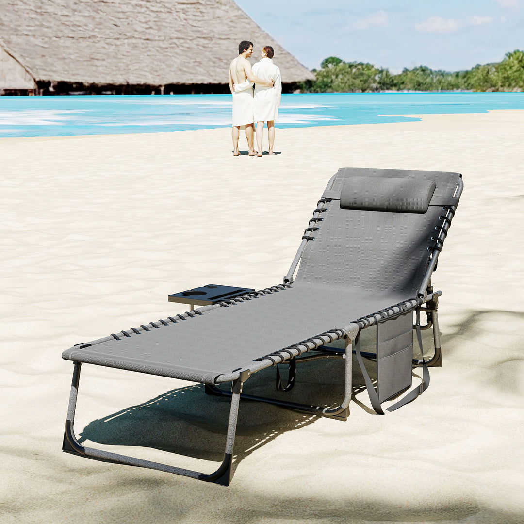Five-Position Reclining Sun Lounger - Grey