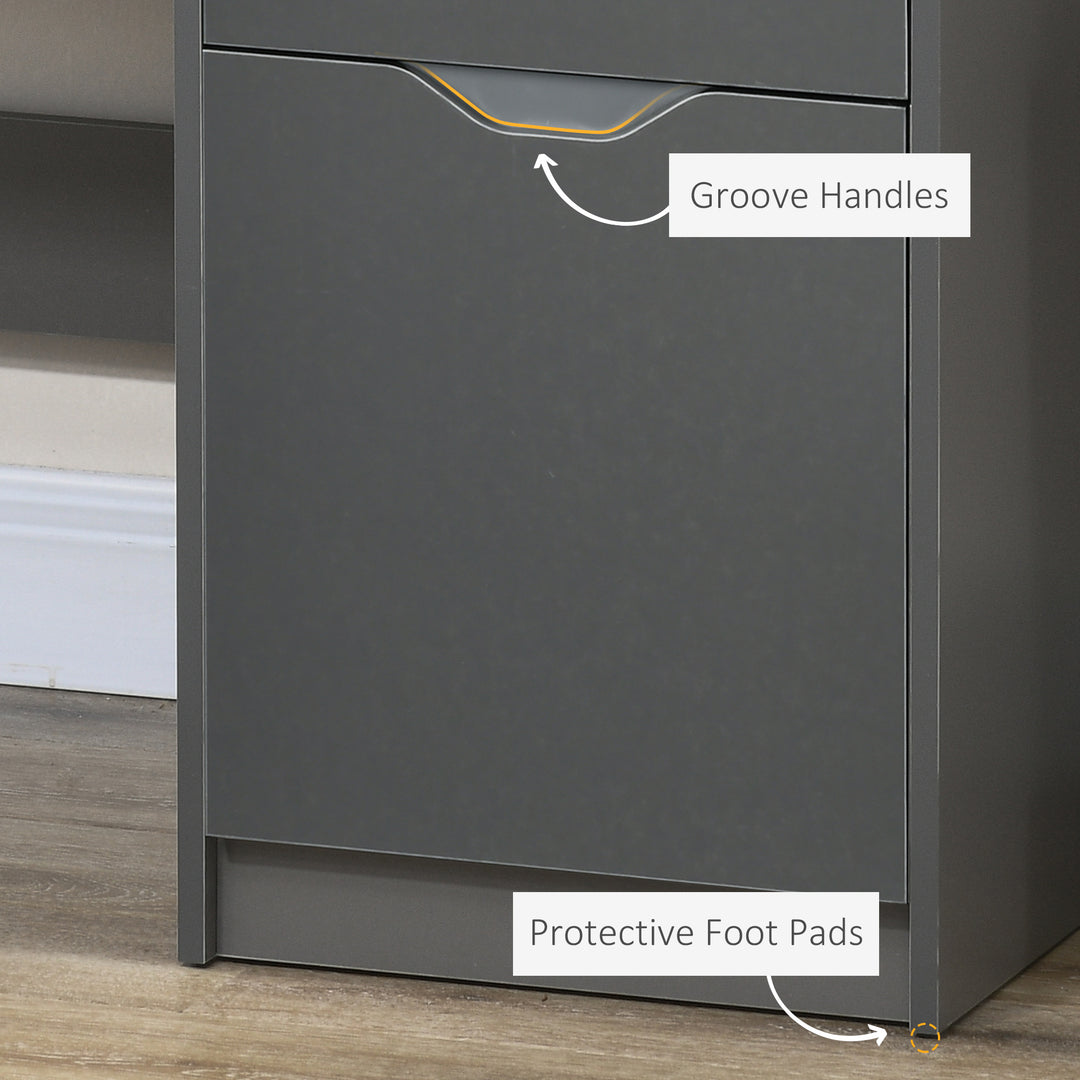 MCL Computer Desk with Drawers, High Gloss Home Office Desk with Storage Cabinet, Study Workstation, 120 x 60cm, Grey