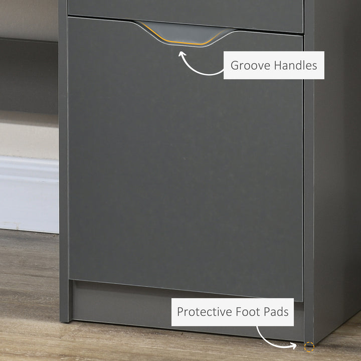 MCL Computer Desk with Drawers, High Gloss Home Office Desk with Storage Cabinet, Study Workstation, 120 x 60cm, Grey