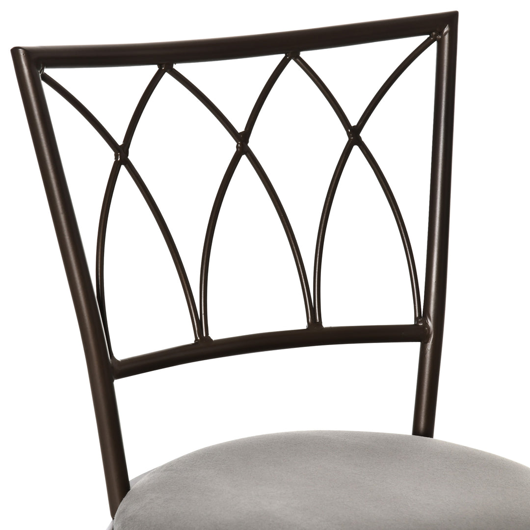 MCL Set of 2 Bar Chairs Swivel Armless Upholstered Metal Frame Barstools with Backrest & Footrest, Bronze