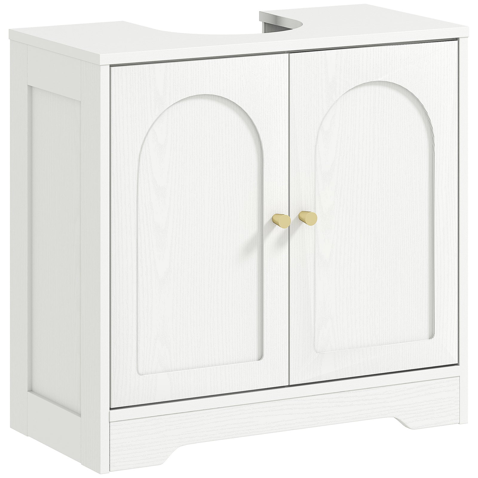 Under Sink Bathroom Cabinet with 2 Arch Doors - White