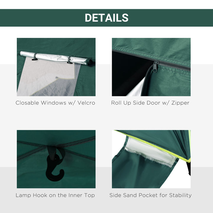 Beach Tent for 1-2 Person Pop-up Design with 2 Mesh Windows & 2 Doors Dark Green