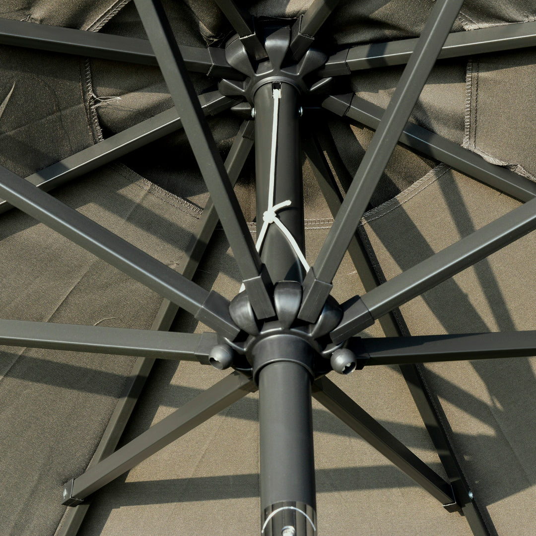 MCL 2.7m Patio Garden Umbrella Outdoor Parasol with Tilt Crank and 24 LEDs Lights (Grey)