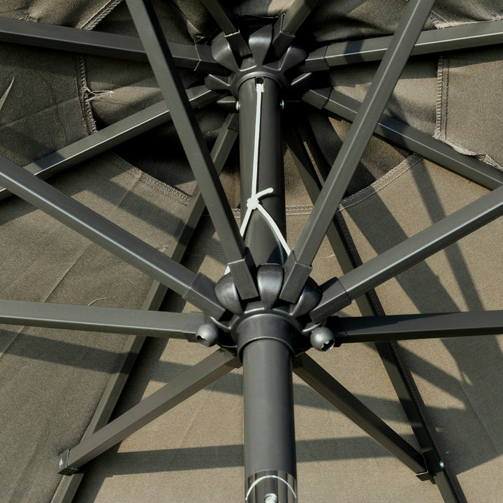 MCL 2.7m Patio Garden Umbrella Outdoor Parasol with Tilt Crank and 24 LEDs Lights (Grey)