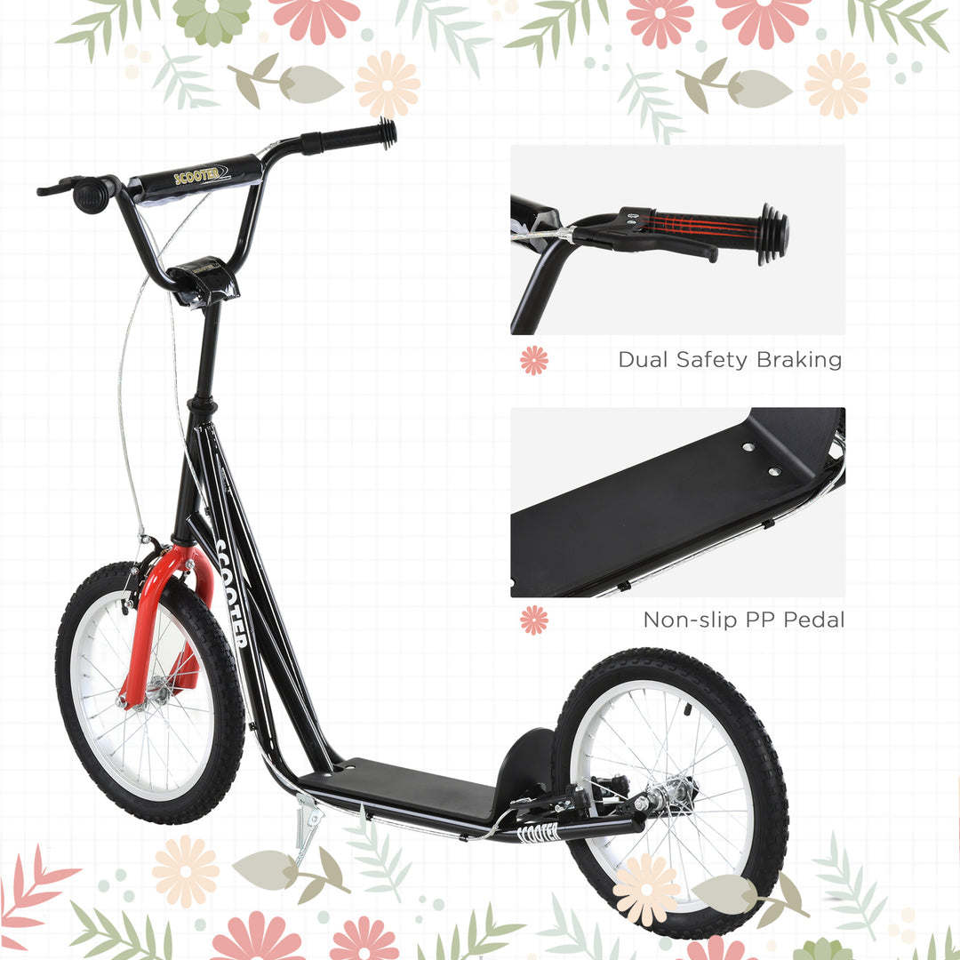 MCL Kick Scooters for Kids with Adjustable Height, Anti-Slip Deck, Dual Brakes, Rubber Tyres, for Boys and Girls Aged 5+ Years Old - Black