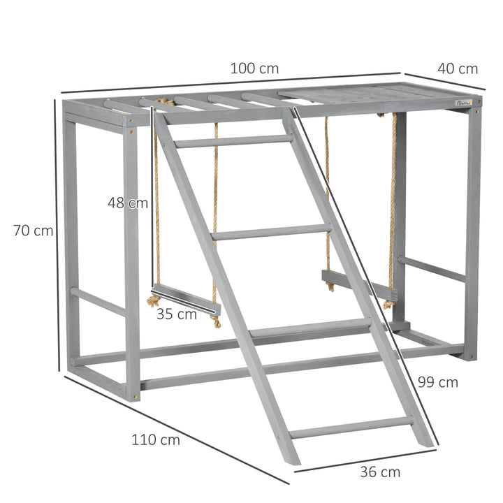 PawHut Wooden Chicken Coop Activity Centre with Swing Set for 3-4 Birds, Outdoor Hen House, Grey | Aosom UK