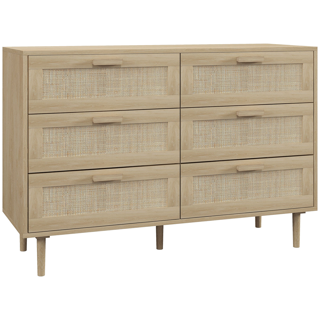 Chest of Drawers, 6-Drawer Dresser, Tall Storage Drawer Unit with Ratt