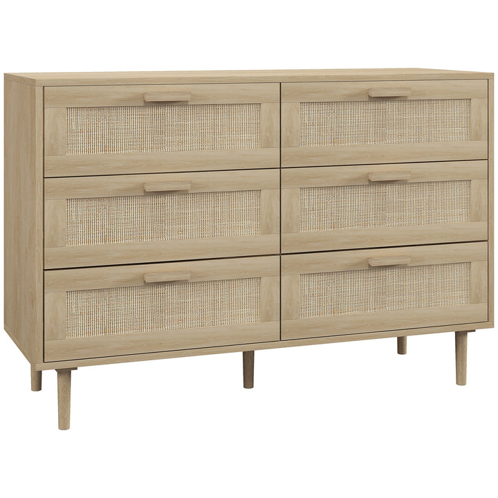 Chest of Drawers, 6-Drawer Dresser, Tall Storage Drawer Unit with Ratt