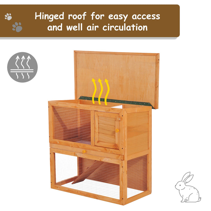 Pawhut Wooden 90cm 2 Tiers Rabbit Hutch | Aosom UK