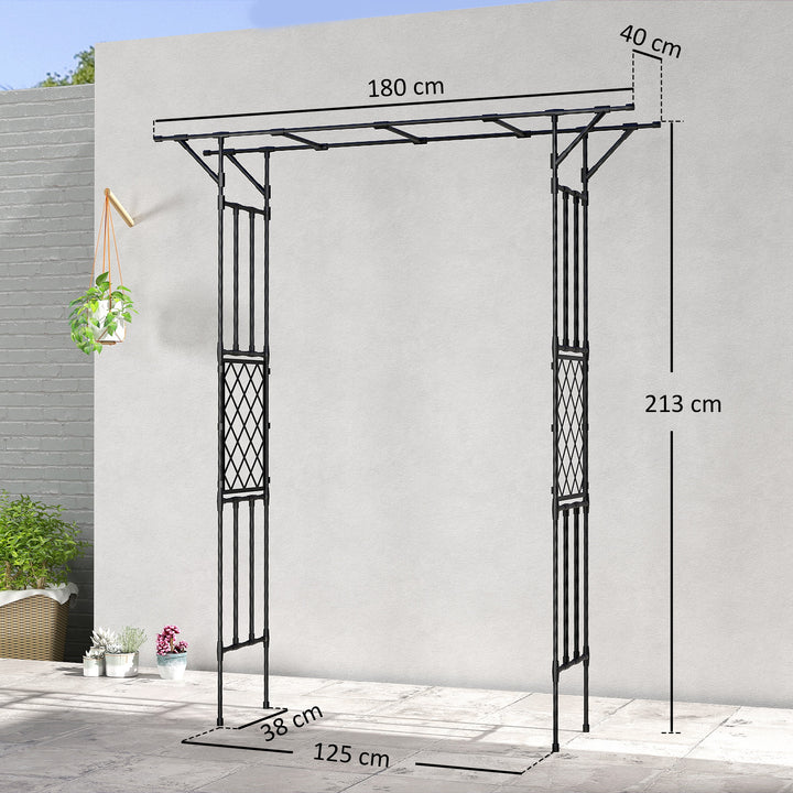 Garden Arch, PE-Coated Steel Arbour Trellis for Climbing Plants, Rose 