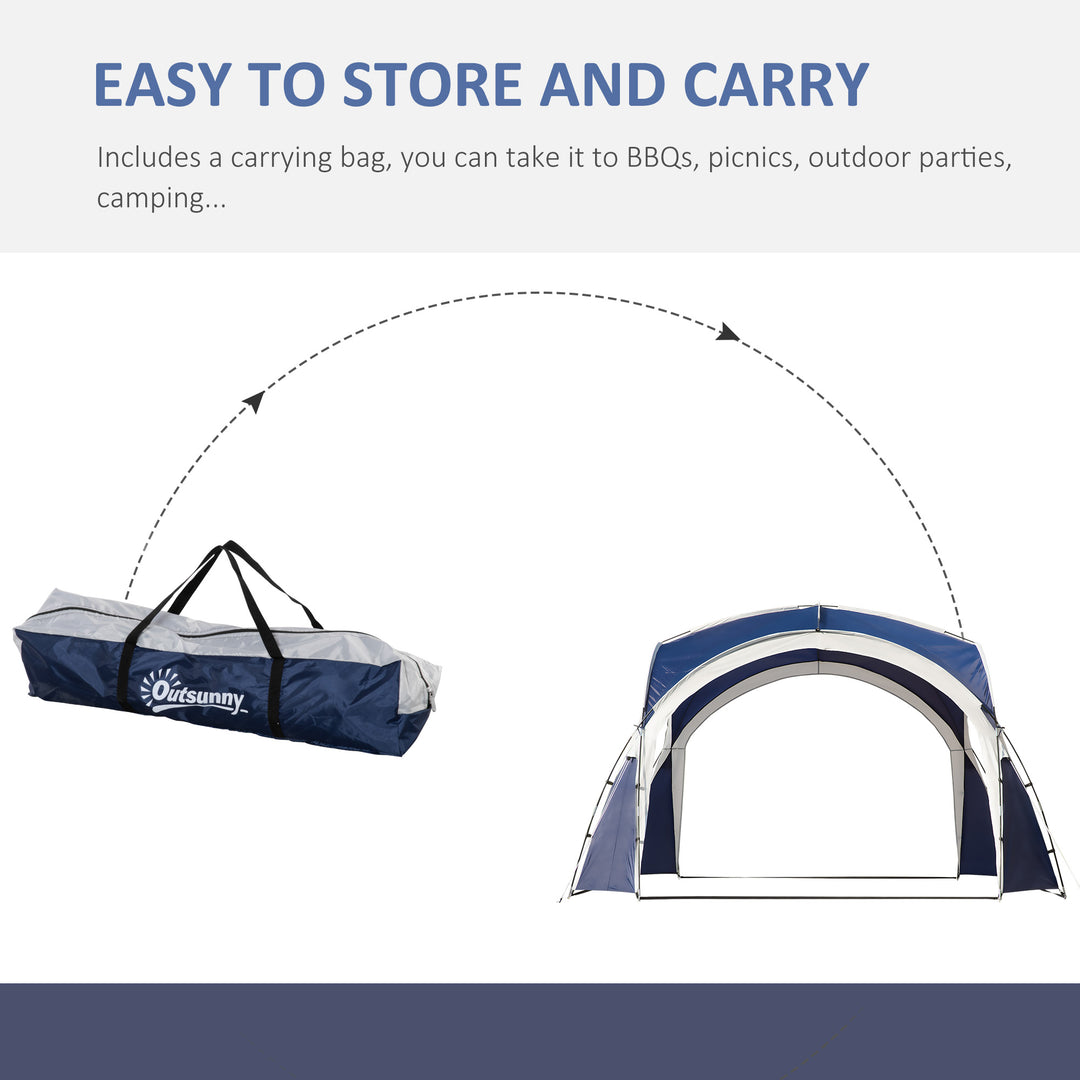 3.5 x 3.5M Camping Gazebo, Outdoor Event Shelter Dome Tent Garden Sun Shelter Patio Spire Arc Pavilion Camp Sun Shade Tent for 6-8 Person, Blue and Grey