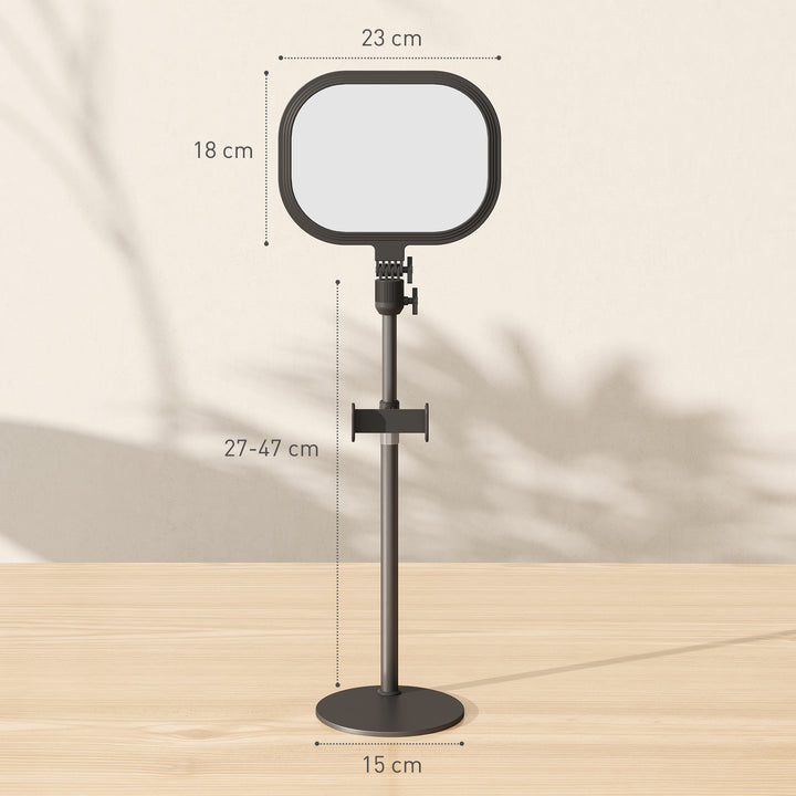 Selfie Light for Video Conference Lighting, Dimmable Desk Lamp with Stand Phone Holder, 5 Colour Modes & 10 Brightness Levels, Memory Function for Home Office, Recording, Video Calls, Black