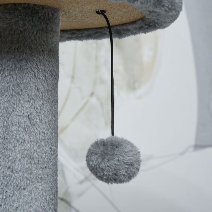 MCL Cat Tree Tower for Indoor Cats 112cm Climbing Kitten Activity Center with Jute Scratching Post Perch Hanging Ball Toy Teasing Rope Dark grey