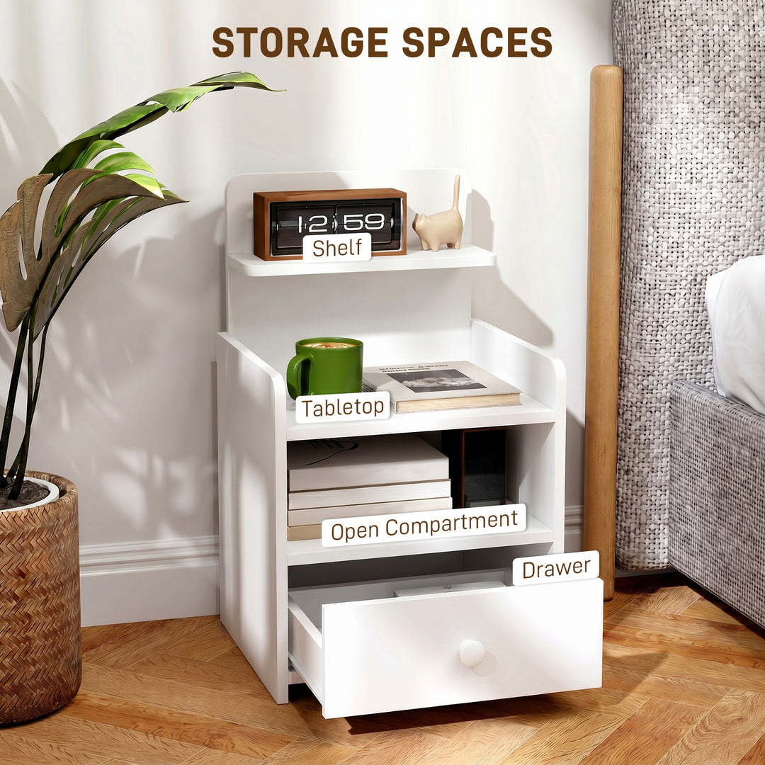 Bedside Cabinet, Bedside Table with Drawer and Shelf for Living Room, 