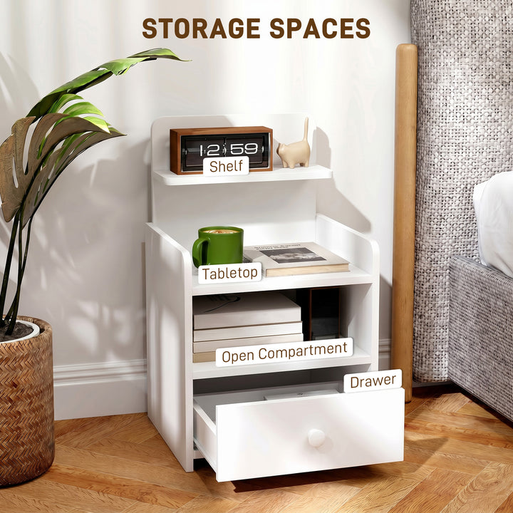 Bedside Cabinet, Bedside Table with Drawer and Shelf for Living Room, 