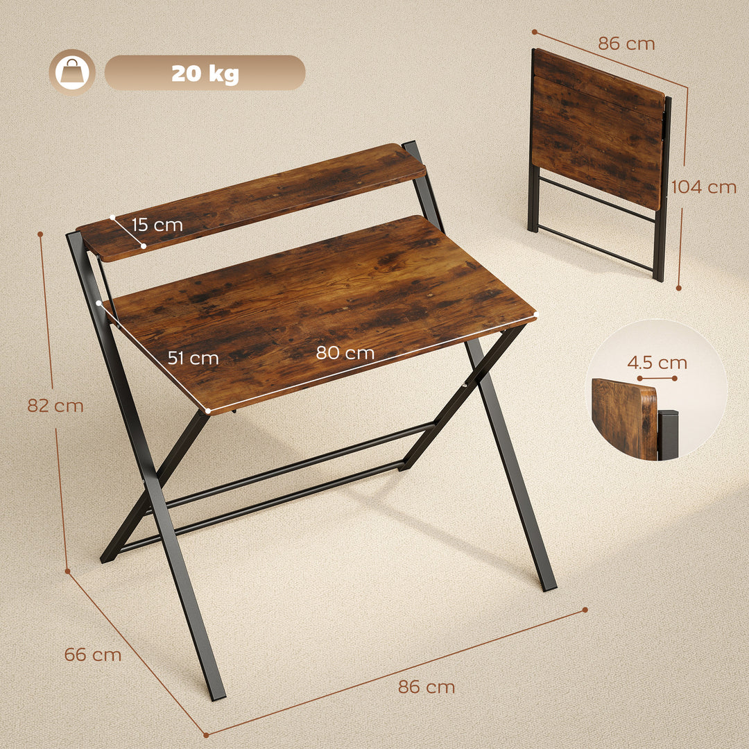 Compact Folding Desk for Small Spaces with Storage Shelf for Home Offi