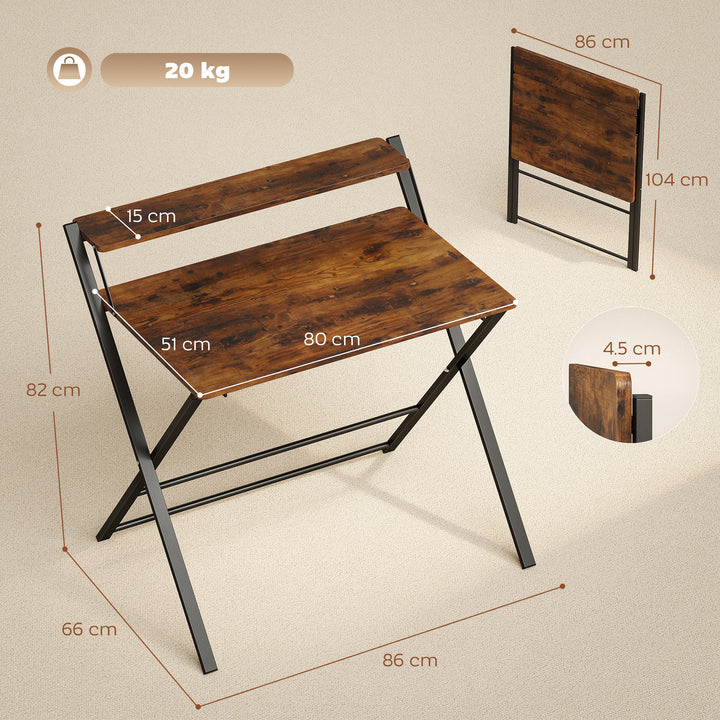 Compact Folding Desk for Small Spaces with Storage Shelf for Home Offi