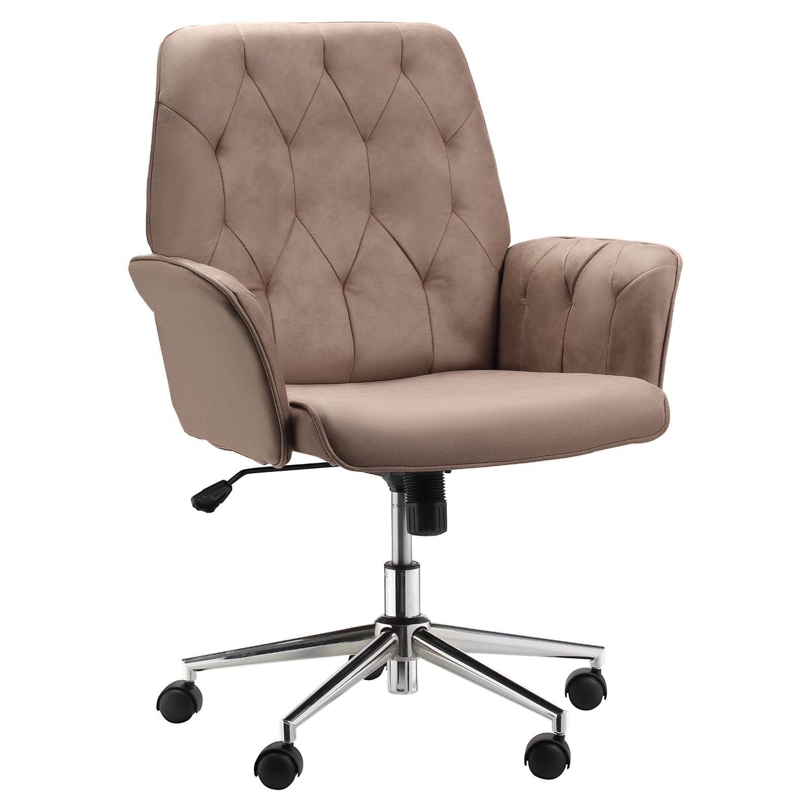 Office Desk Chair, Microfibre Vanity Chair with Height Adjustable, Armrest, Swivel Chair for Home, Coffee