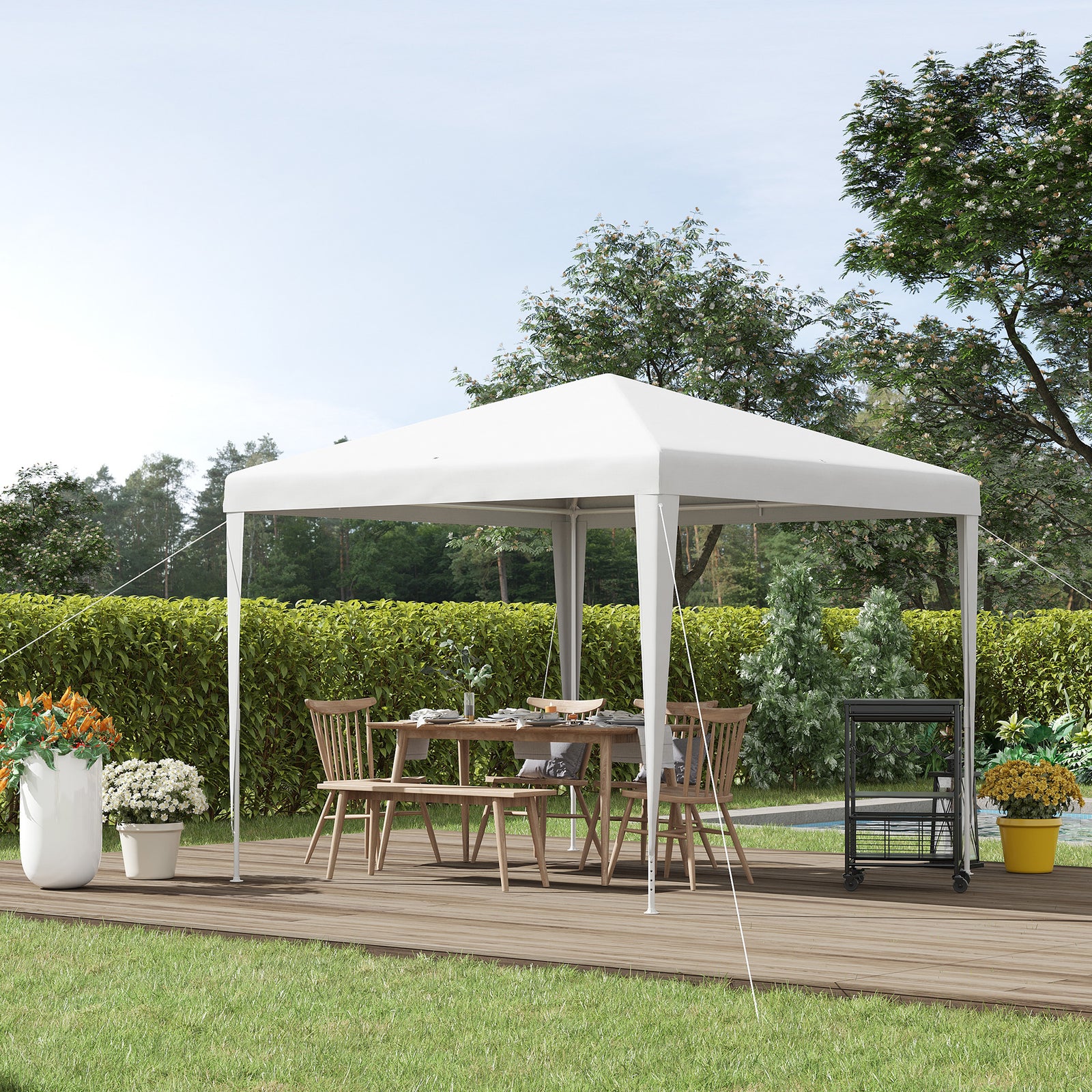 2.7m x 2.7m Garden Gazebo Marquee Party Tent Wedding Canopy Outdoor, White