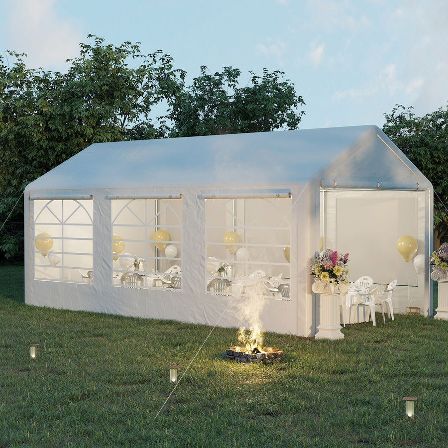 6 x 3(m) Garden Gazebo Marquee Party Tent Wedding Portable Garage Carport shelter Car Canopy Outdoor Heavy Duty Steel Frame Waterproof Rot Resistant