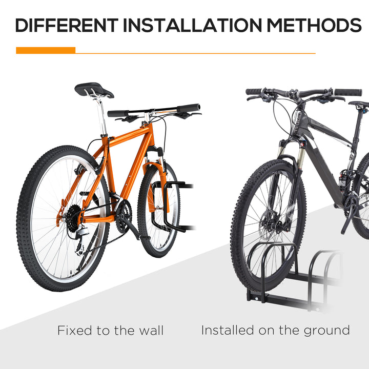 Bike Stand Parking Rack Floor or Wall Mount Bicycle Cycle Storage Locking Stand (3 Racks, Black)