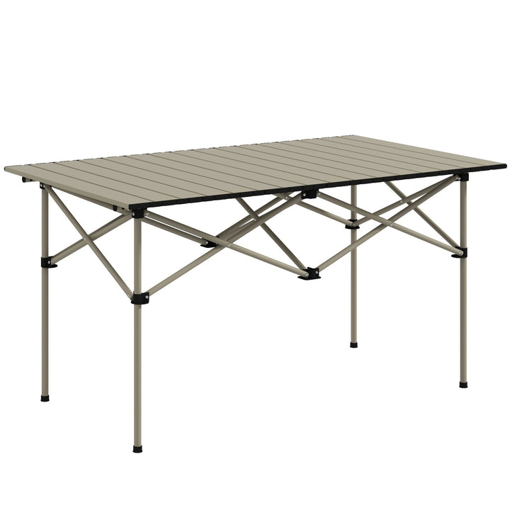 Outsunny Aluminium Folding Picnic Table, Lightweight, Portable with Roll Up Top and Carry Bag for Outdoor Adventures, Cooking, Hiking | Aosom UK