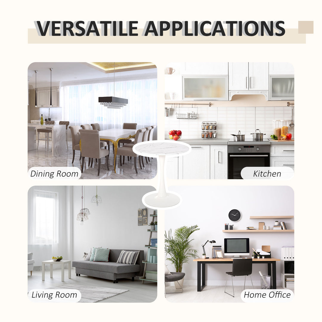 MCL Modern Round Dining Table Leisure Coffee Bistro Table with Metal Base for Kitchen & Dining Room White