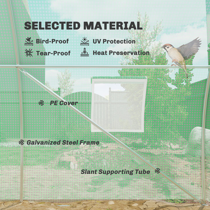 6 x 3 m Walk-in Polytunnel Greenhouse, Zipped Roll-Up Door, 8 Mesh - view 4