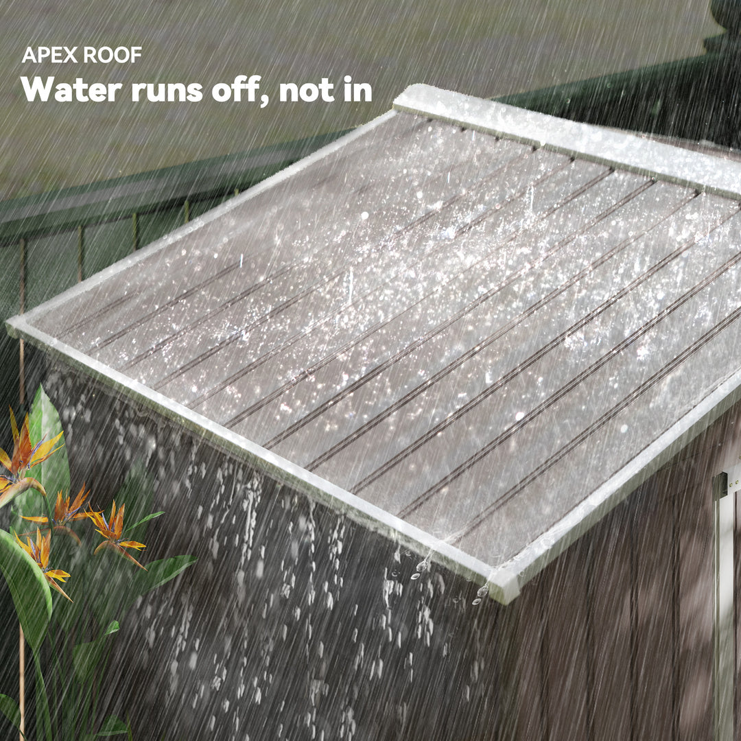 MCL 7ft x 4ft Lockable Garden Metal Storage Shed Storage Roofed Tool Metal Shed w/ Air Vents Steel Grey