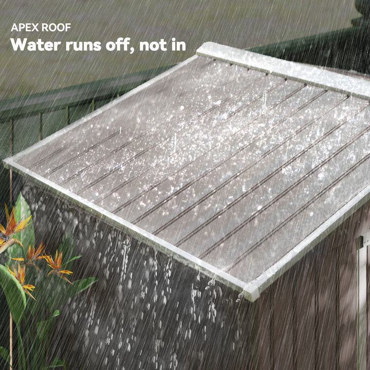 MCL 7ft x 4ft Lockable Garden Metal Storage Shed Storage Roofed Tool Metal Shed w/ Air Vents Steel Grey