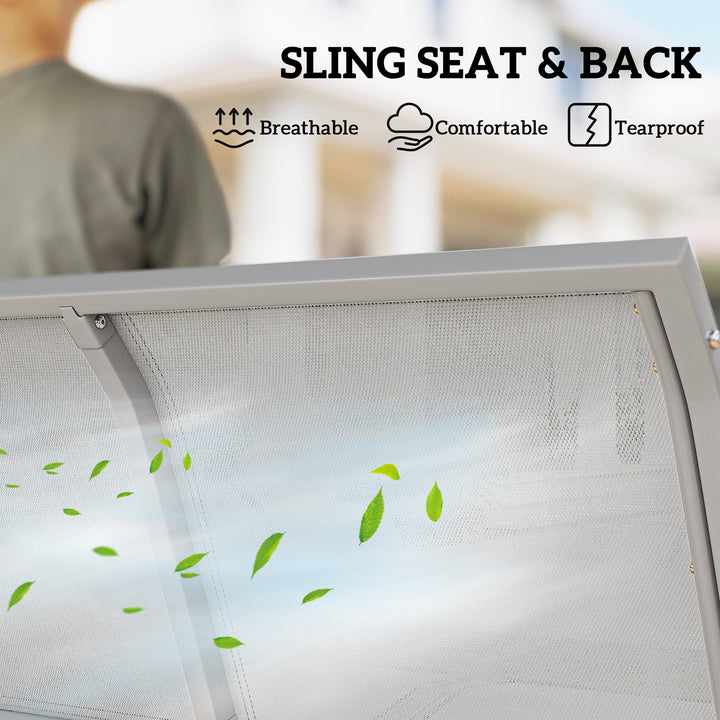 MCL Metal Garden Swing Chair, 3-Seater Swing Seat, Patio Hammock Bench Canopy Lounger, Light Grey