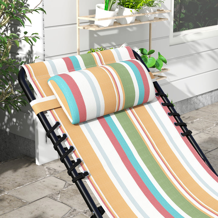 Set of Two Folding Sun Loungers, with Four-Position Backs - Multicoloured