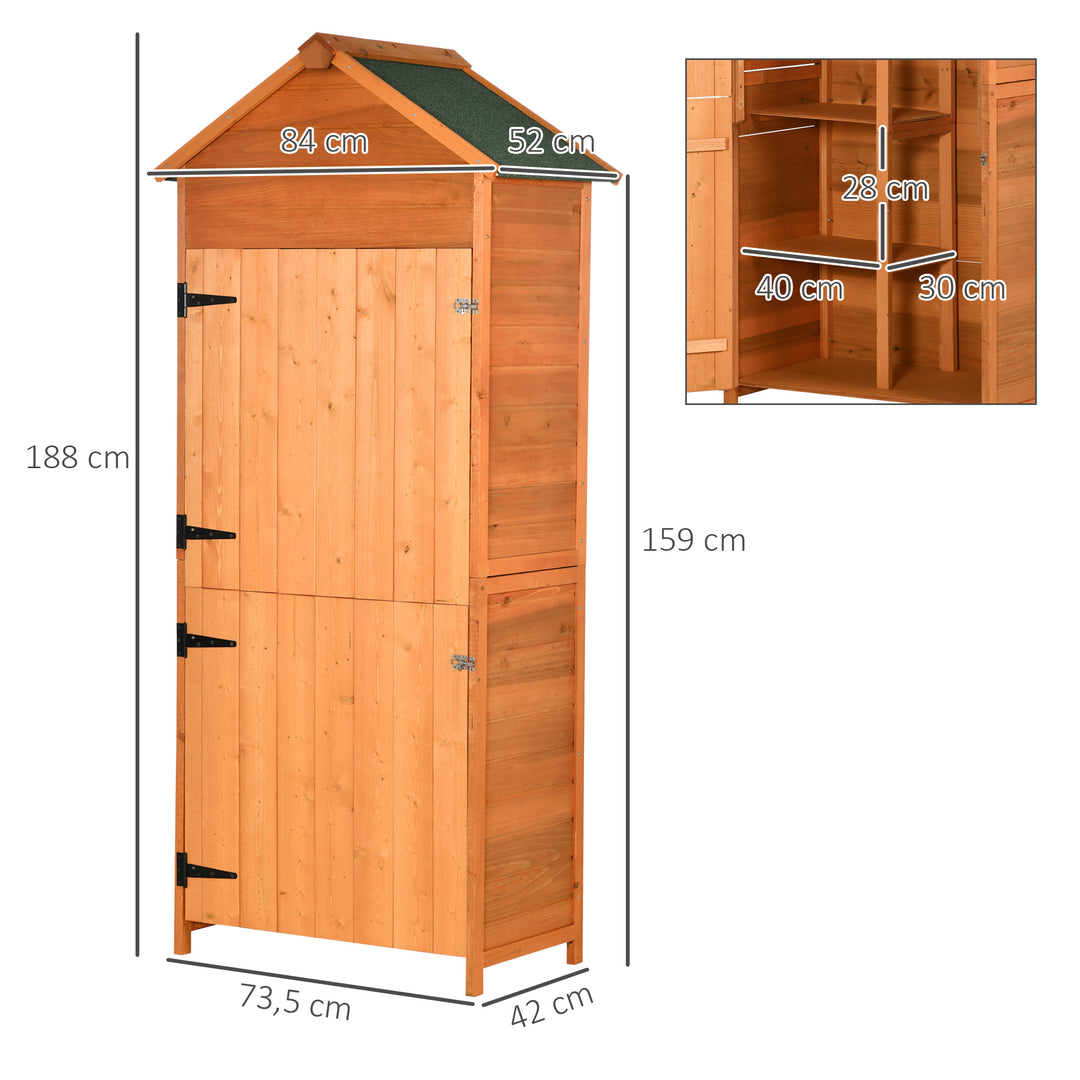 Wooden Outdoor Storage Shed, Compact Utility Outdoor Tool Shed with Lockable Double Doors and Shelves, Orange
