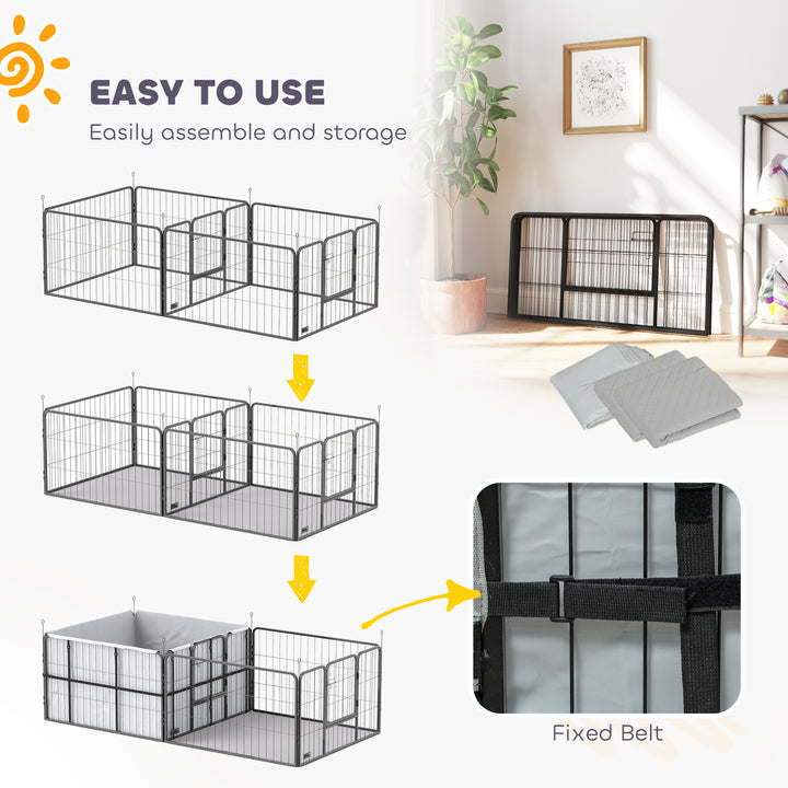 Seven-Panel Dog Whelping Box, Dog Playpen with Washable Whelping Pads, Wind-Resistant Fabric, for Small and Medium Dogs