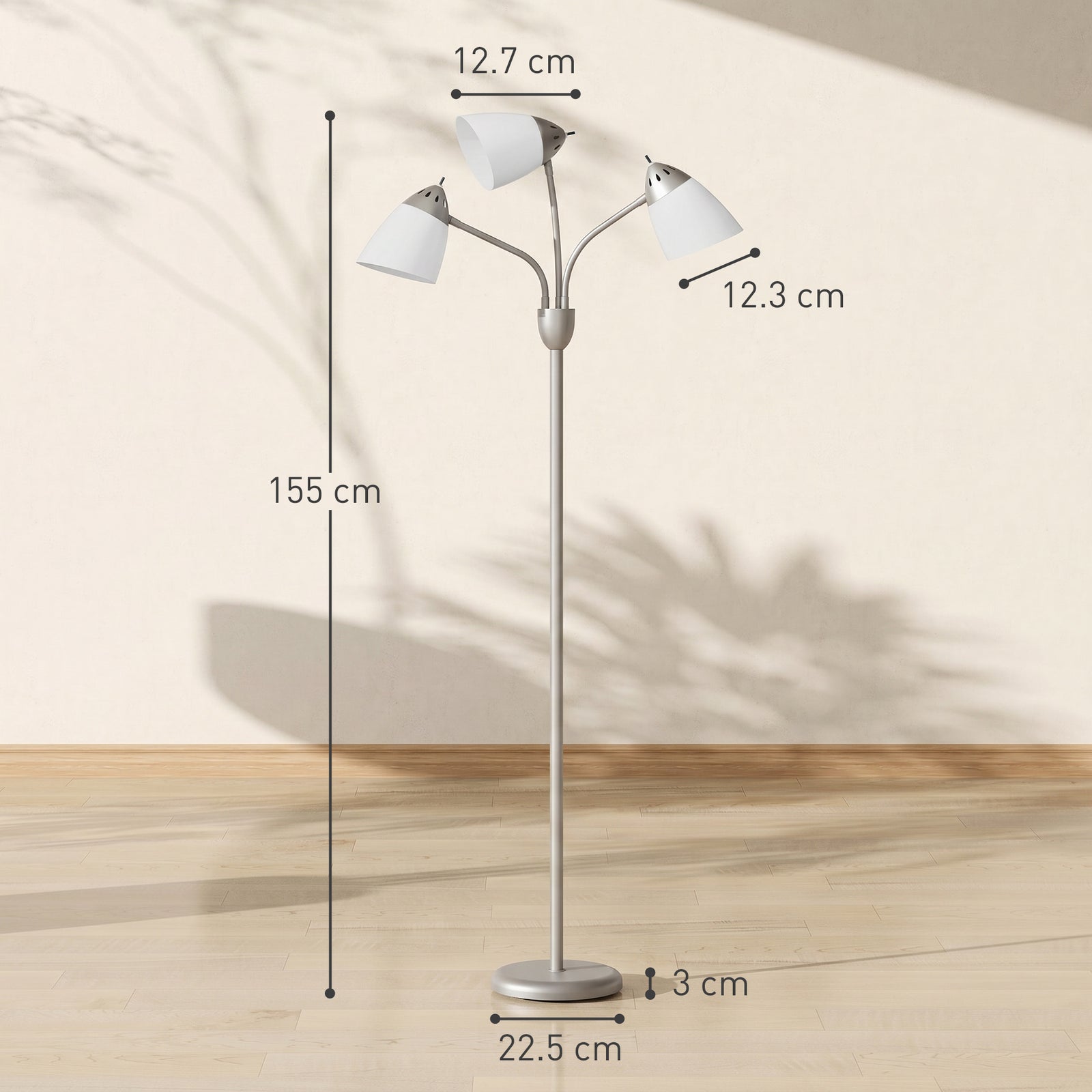 Arc Tree Floor Lamp with 3 Adjustable Rotating Lights and 3000K/4500K/