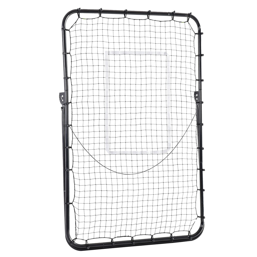 Foldable Football Rebounder Net, with Adjustable Angles - Black