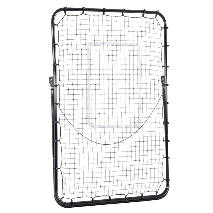 Foldable Football Rebounder Net, with Adjustable Angles - Black