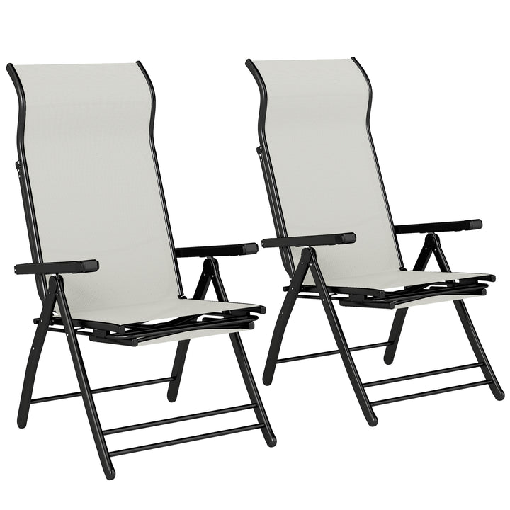 Reclining Garden Chairs Set of 2, 5-Position Folding Sun Loungers with