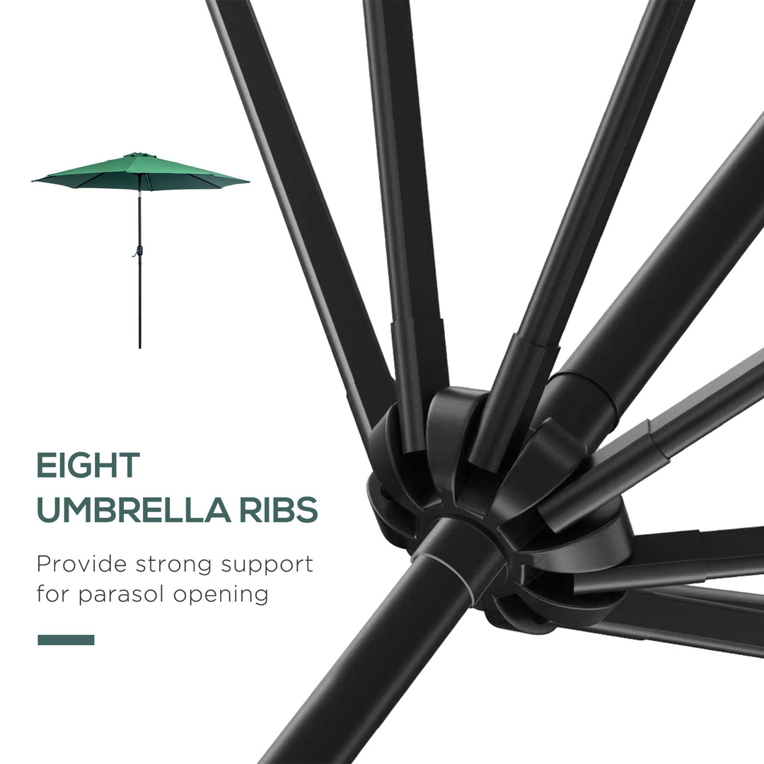 MCL 3(m) Tilting Parasol Garden Umbrellas, Outdoor Sun Shade with 8 Ribs, Tilt and Crank Handle for Balcony, Bench, Garden, Green
