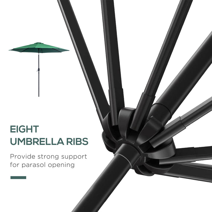 MCL 3(m) Tilting Parasol Garden Umbrellas, Outdoor Sun Shade with 8 Ribs, Tilt and Crank Handle for Balcony, Bench, Garden, Green